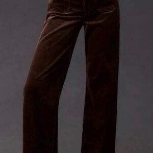 Maeve Colette Full Length Corduroy Trousers in Deep Brown